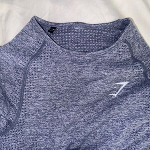 BLUE GREY GYMSHARK VITAL SEAMLESS LONG SLEEVE CROP TOP